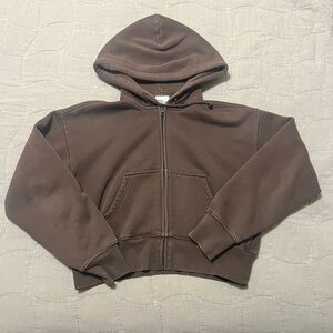 Aritzia TNA Brown Hoodie Zip Up Sweatshirt